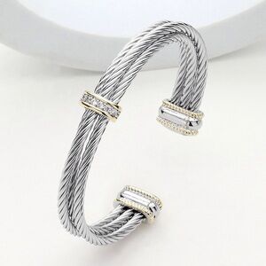 Triple Cable Cuff with Pave Embellishment